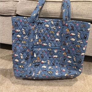 Vera Bradley Blue Cat Pattern Quilted Tote